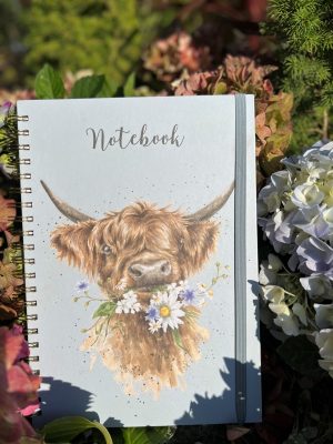Notebook A4 linjerad med Highland Cattle