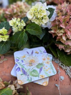 Glasunderlägg 4-pack med blommor