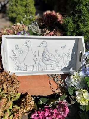 Träbricka med Sketchy Duck