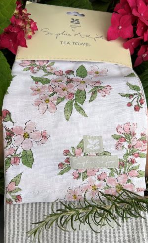 Kökshandduk med Äppleblommor i Linne