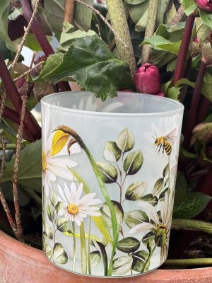 Ljusstake i Glas Med Vackra Blommor