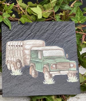 Te-/Kaffeunderlägg i Sten – Land Rover Med Släp